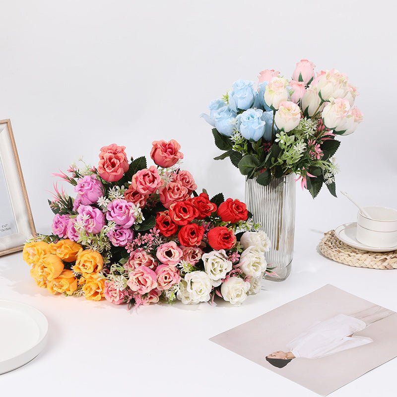 12 Bushes Artificial Premium Silk Flower Rose Bud Bouquets Purple - YauSpark