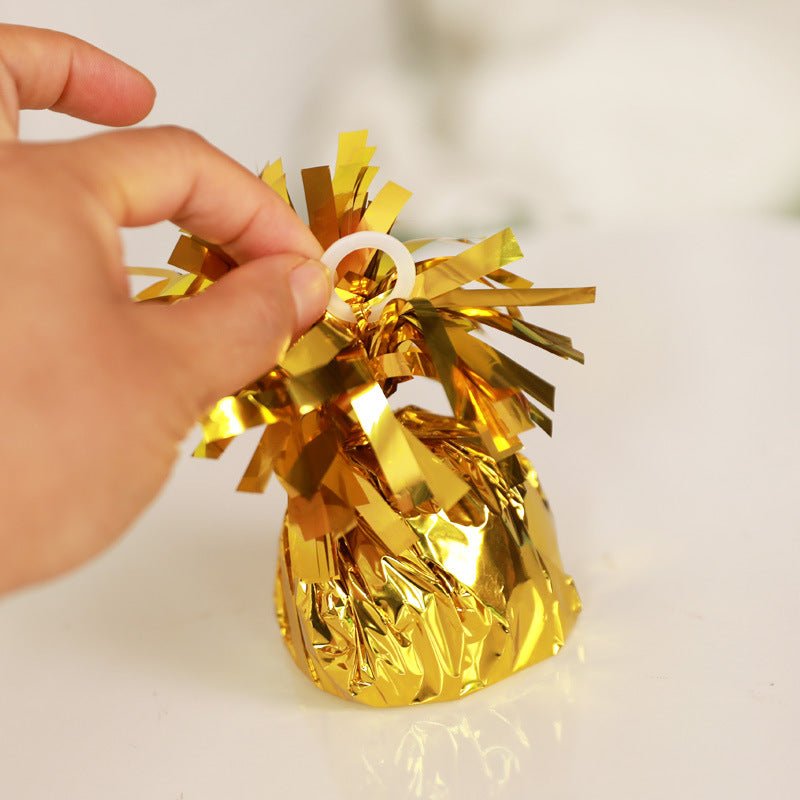 12 Pack Metallic Light Blue Foil Tassel Top Party Balloon Weights, 6.3oz 5" - YauSpark