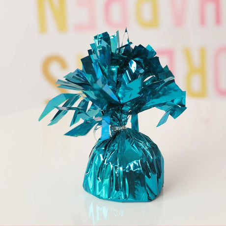 12 Pack Metallic Light Blue Foil Tassel Top Party Balloon Weights, 6.3oz 5" - YauSpark