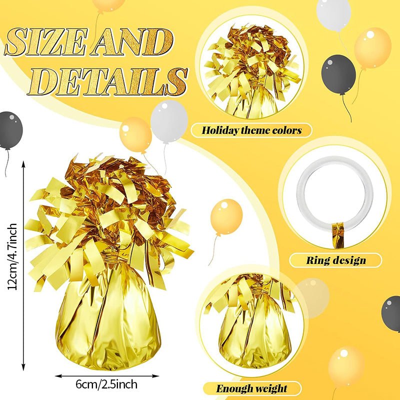 12 Pack Metallic Light Blue Foil Tassel Top Party Balloon Weights, 6.3oz 5" - YauSpark