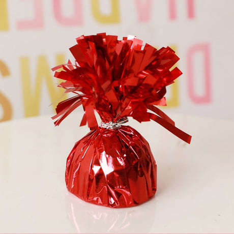 12 Pack Metallic Red Foil Tassel Top Party Balloon Weights, 6.3oz 5" - YauSpark