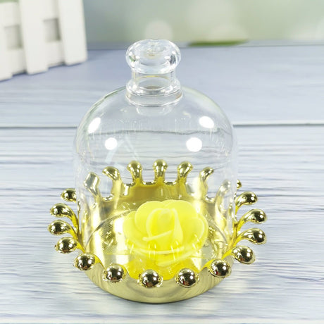 12 Pc Clear Mini Crown Jar Candy Container Gift Boxes 4" Gold - YauSpark