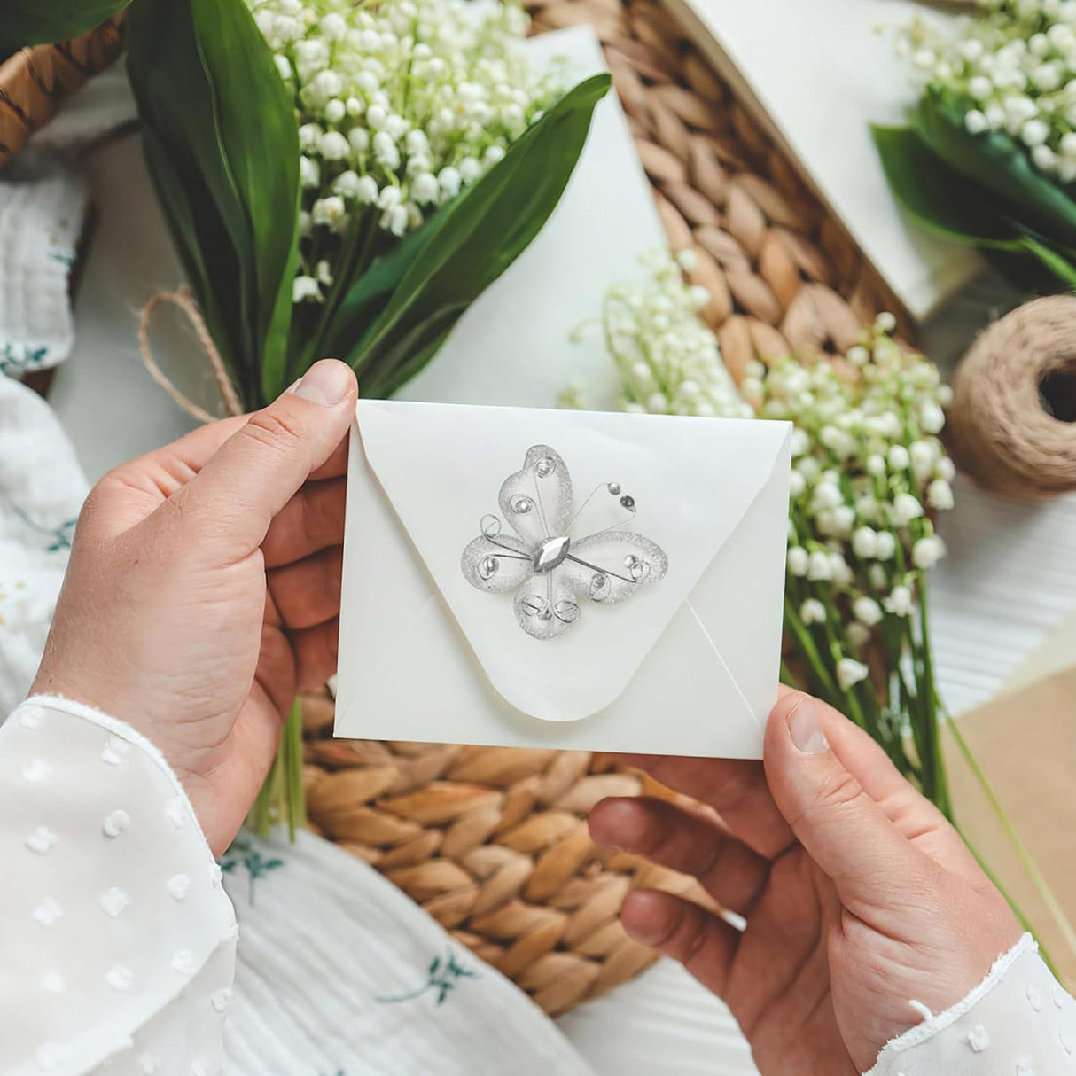 12 Pc Diamond Studded Wired Organza Butterflies 2" Rose Red - YauSpark