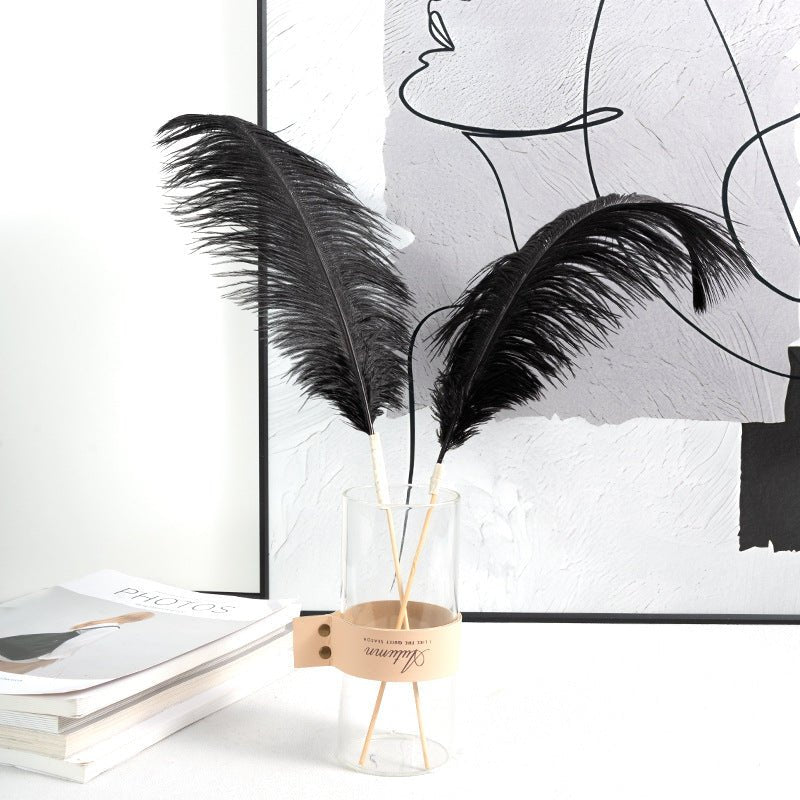 12 Pc Natural Plume Real Ostrich Feathers, DIY Centerpiece Fillers 24" - 26" Black - YauSpark