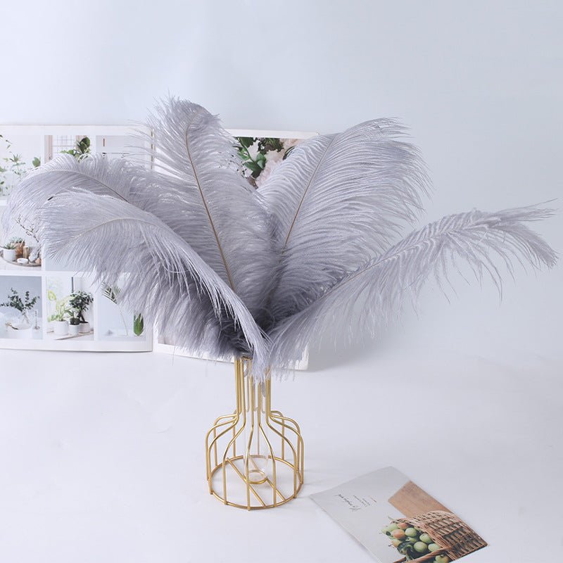12 Pc Natural Plume Real Ostrich Feathers, DIY Centerpiece Fillers 24" - 26" Gray - YauSpark