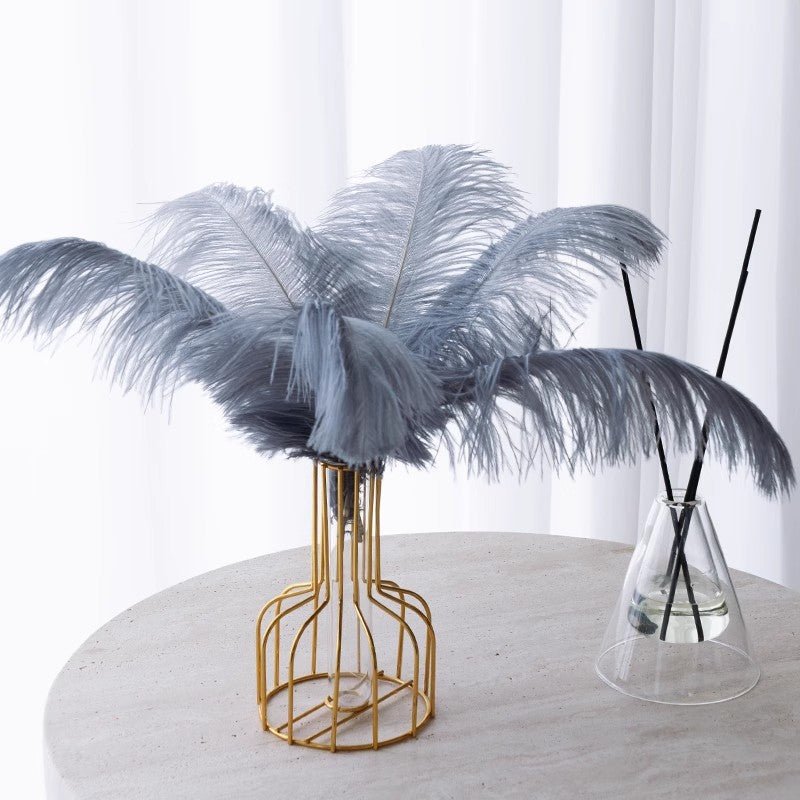 12 Pc Natural Plume Real Ostrich Feathers, DIY Centerpiece Fillers 24" - 26" Gray - YauSpark
