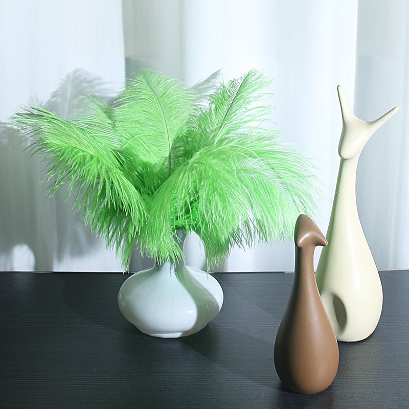 12 Pc Natural Plume Real Ostrich Feathers, DIY Centerpiece Fillers 24" - 26" Lime Green - YauSpark