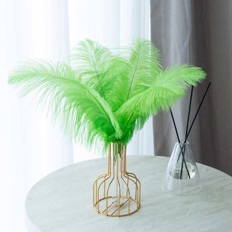 12 Pc Natural Plume Real Ostrich Feathers, DIY Centerpiece Fillers 24" - 26" Lime Green - YauSpark