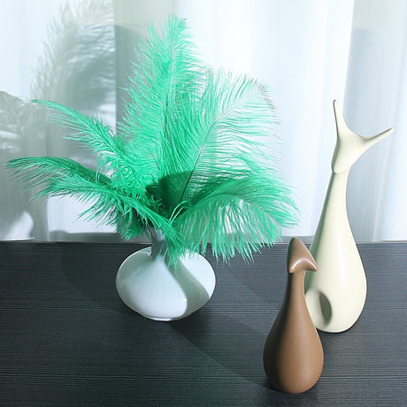 12 Pc Natural Plume Real Ostrich Feathers, DIY Centerpiece Fillers 24" - 26" Meadow Green - YauSpark