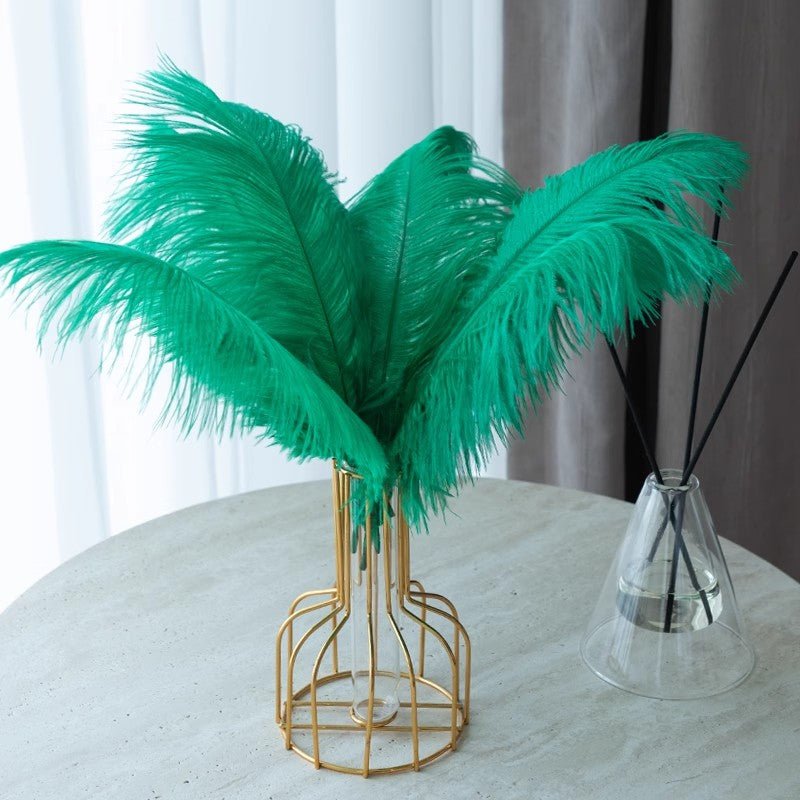 12 Pc Natural Plume Real Ostrich Feathers, DIY Centerpiece Fillers 24" - 26" Meadow Green - YauSpark