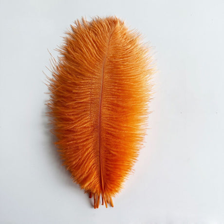 12 Pc Natural Plume Real Ostrich Feathers, DIY Centerpiece Fillers 24" - 26" Orange - YauSpark