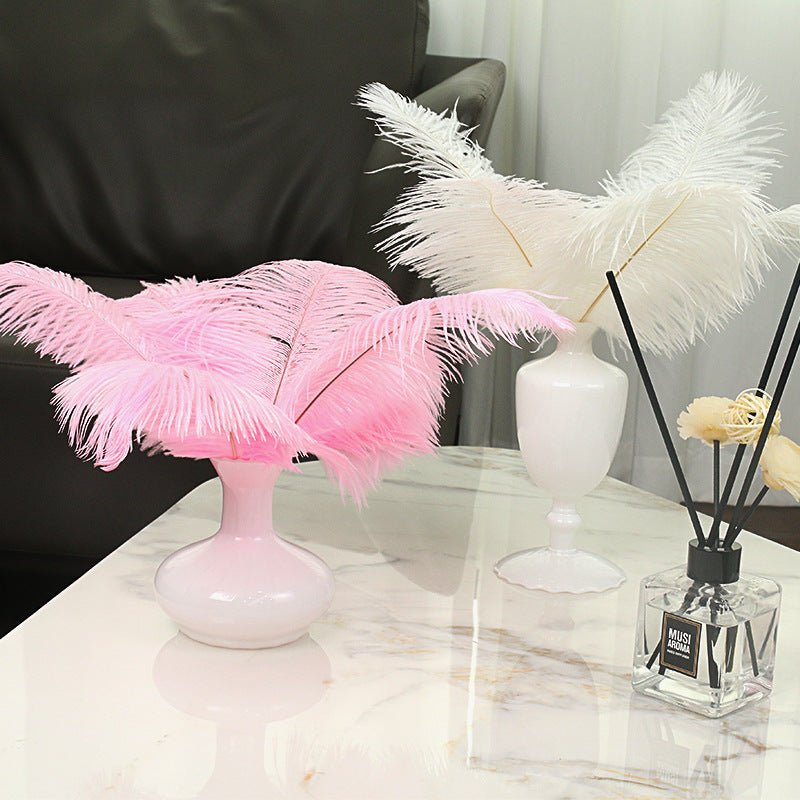 12 Pc Natural Plume Real Ostrich Feathers, DIY Centerpiece Fillers 24" - 26" Pink - YauSpark