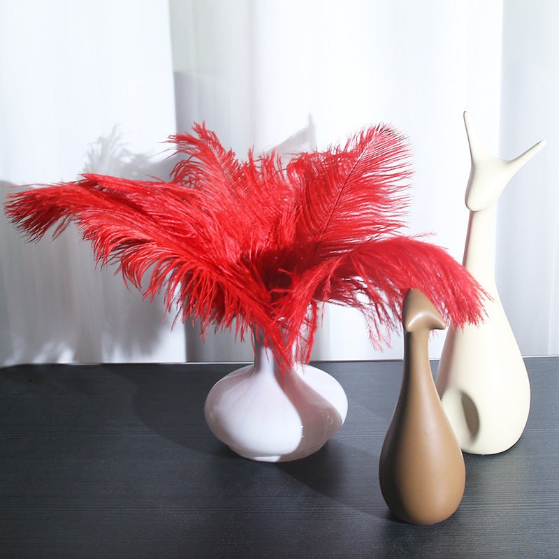 12 Pc Natural Plume Real Ostrich Feathers, DIY Centerpiece Fillers 24" - 26" Red - YauSpark