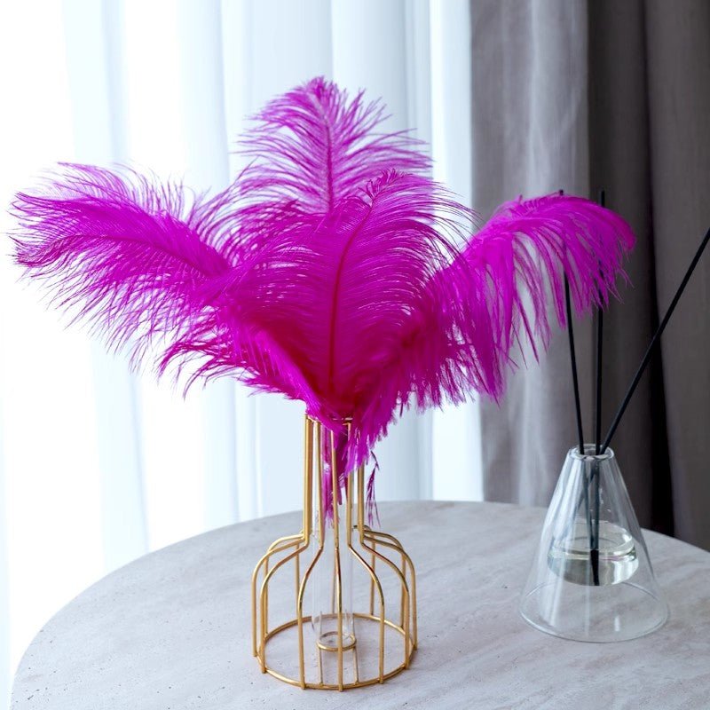 12 Pc Natural Plume Real Ostrich Feathers, DIY Centerpiece Fillers 24" - 26" Rose Red - YauSpark