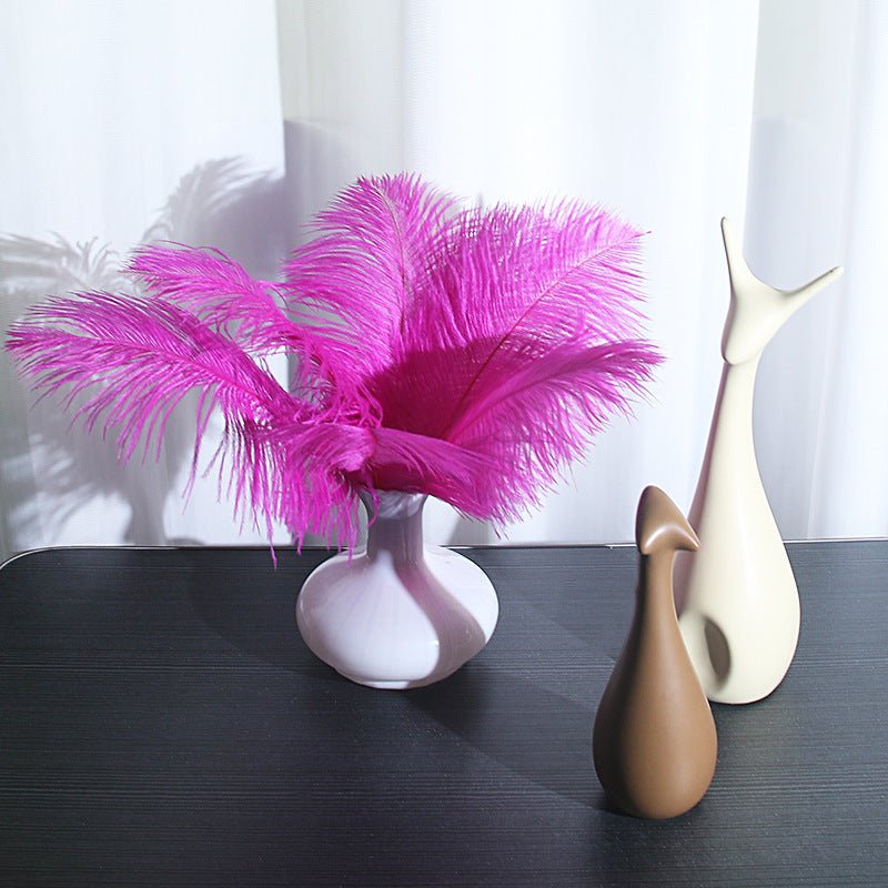 12 Pc Natural Plume Real Ostrich Feathers, DIY Centerpiece Fillers 24" - 26" Rose Red - YauSpark