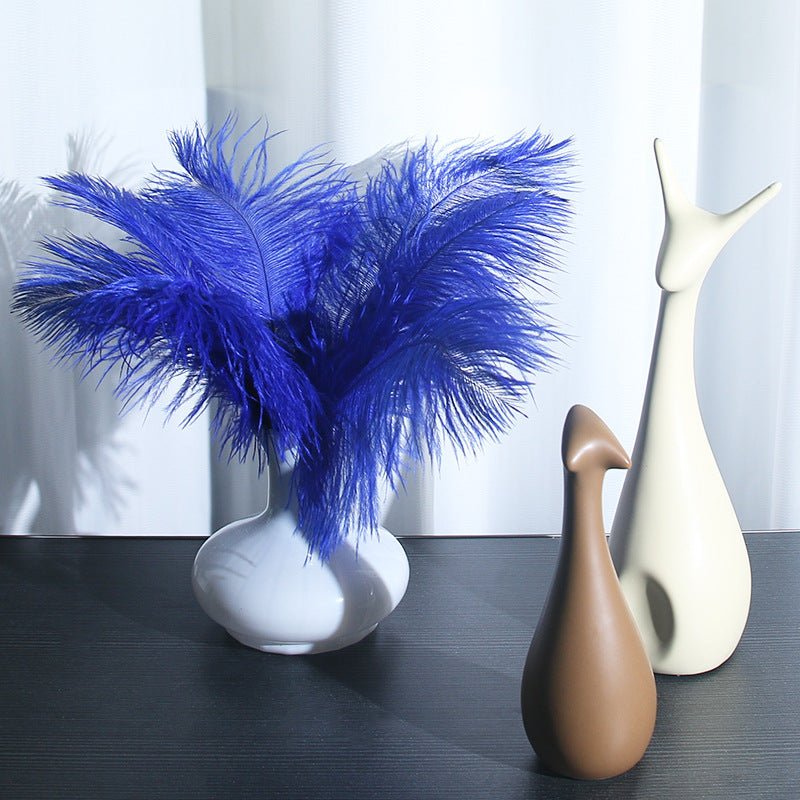 12 Pc Natural Plume Real Ostrich Feathers, DIY Centerpiece Fillers 24" - 26" Royal Blue - YauSpark