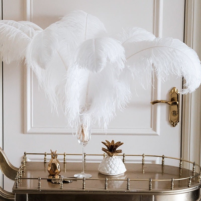 12 Pc Natural Plume Real Ostrich Feathers, DIY Centerpiece Fillers 24" - 26" White - YauSpark