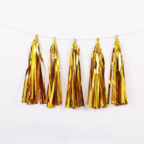 12 Pc Pre - Tied Paper Fringe Tassels Gold - YauSpark