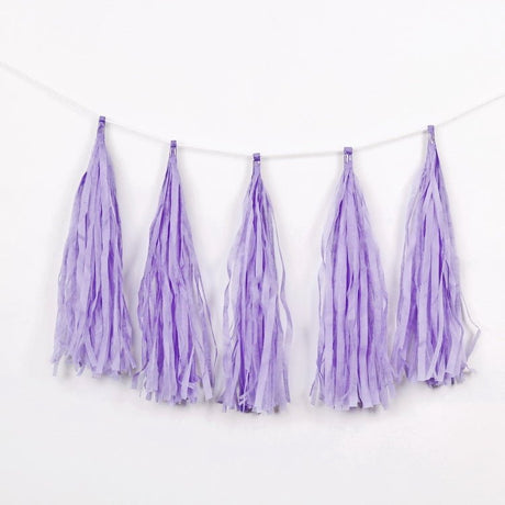 12 Pc Pre - Tied Paper Fringe Tassels Light Purple - YauSpark
