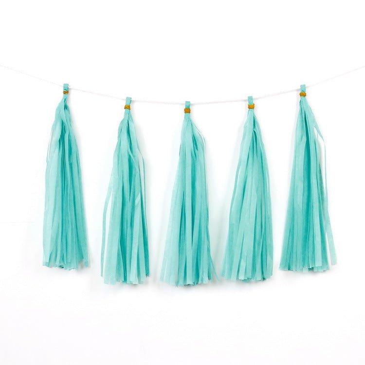 12 Pc Pre - Tied Paper Fringe Tassels Mint Green - YauSpark