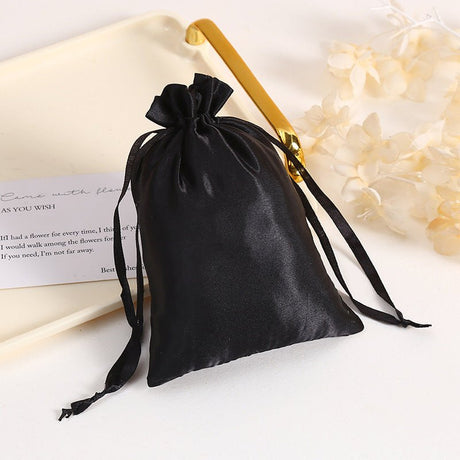 12 Pc Satin Drawstring Wedding Party Favor Bags Black - YauSpark