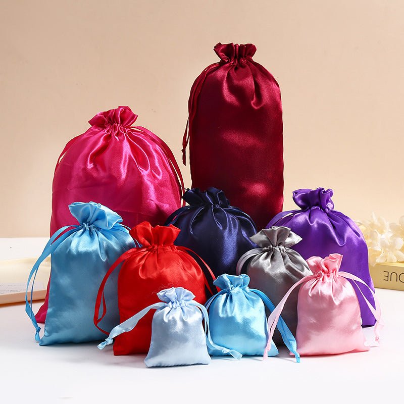 12 Pc Satin Drawstring Wedding Party Favor Bags Champagne Gold - YauSpark