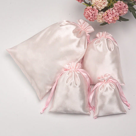 12 Pc Satin Drawstring Wedding Party Favor Bags Champagne Gold - YauSpark