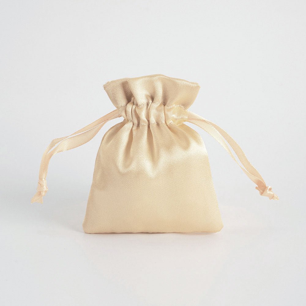 12 Pc Satin Drawstring Wedding Party Favor Bags Champagne Gold - YauSpark