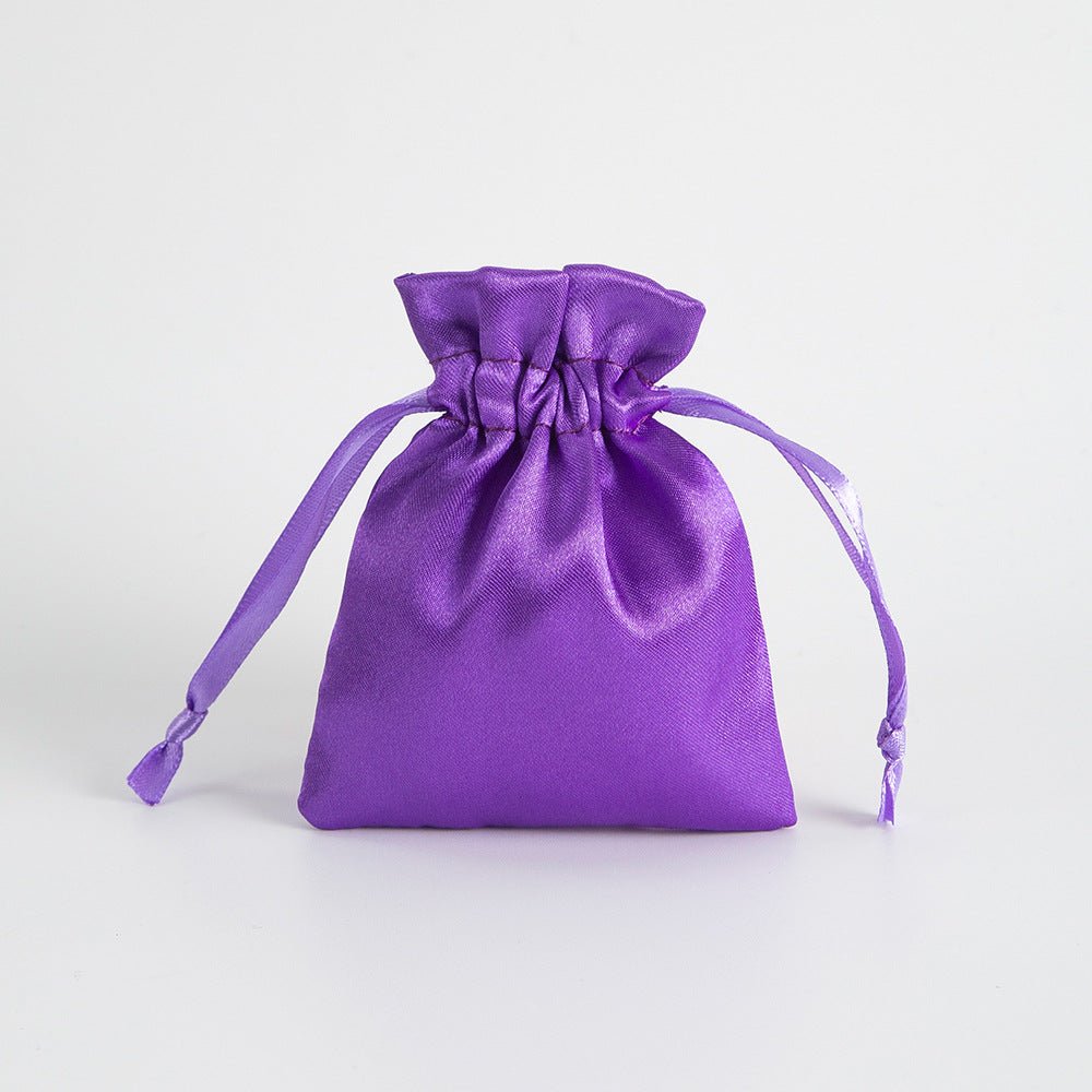 12 Pc Satin Drawstring Wedding Party Favor Bags Dark Purple - YauSpark