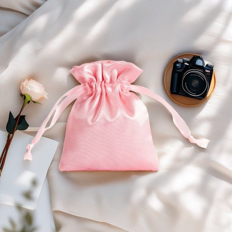 12 Pc Satin Drawstring Wedding Party Favor Bags Pink - YauSpark