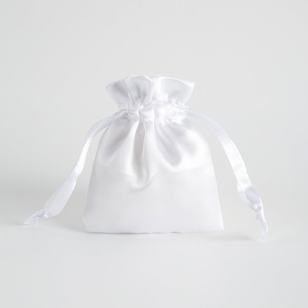 12 Pc Satin Drawstring Wedding Party Favor Bags White - YauSpark