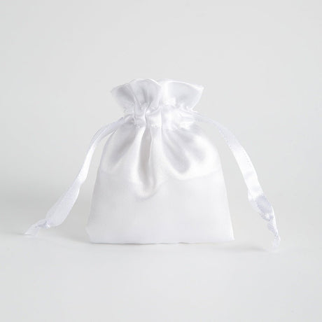 12 Pc Satin Drawstring Wedding Party Favor Bags White - YauSpark