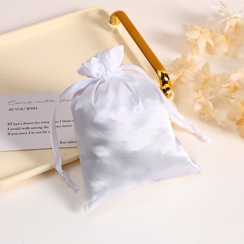 12 Pc Satin Drawstring Wedding Party Favor Bags White - YauSpark
