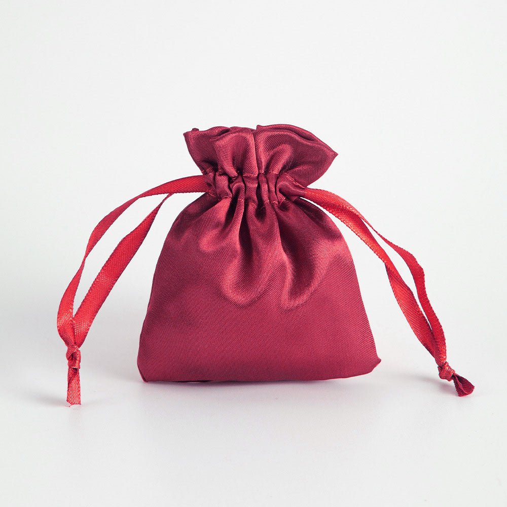 12 Pc Satin Drawstring Wedding Party Favor Bags Wine Red - YauSpark