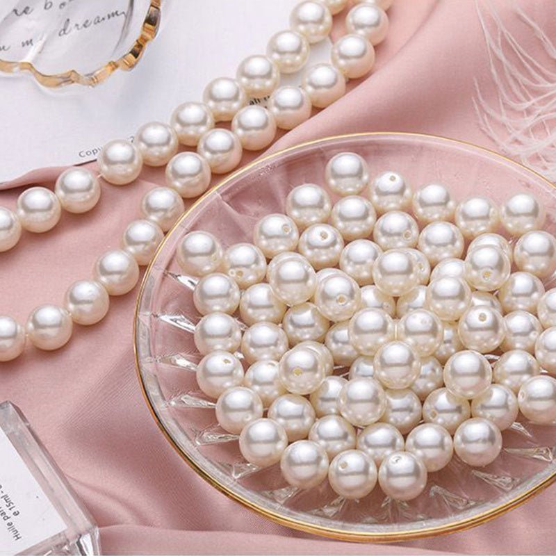 120 Pc Faux Pearl Craft Beads 20mm Ivory with Holes - YauSpark