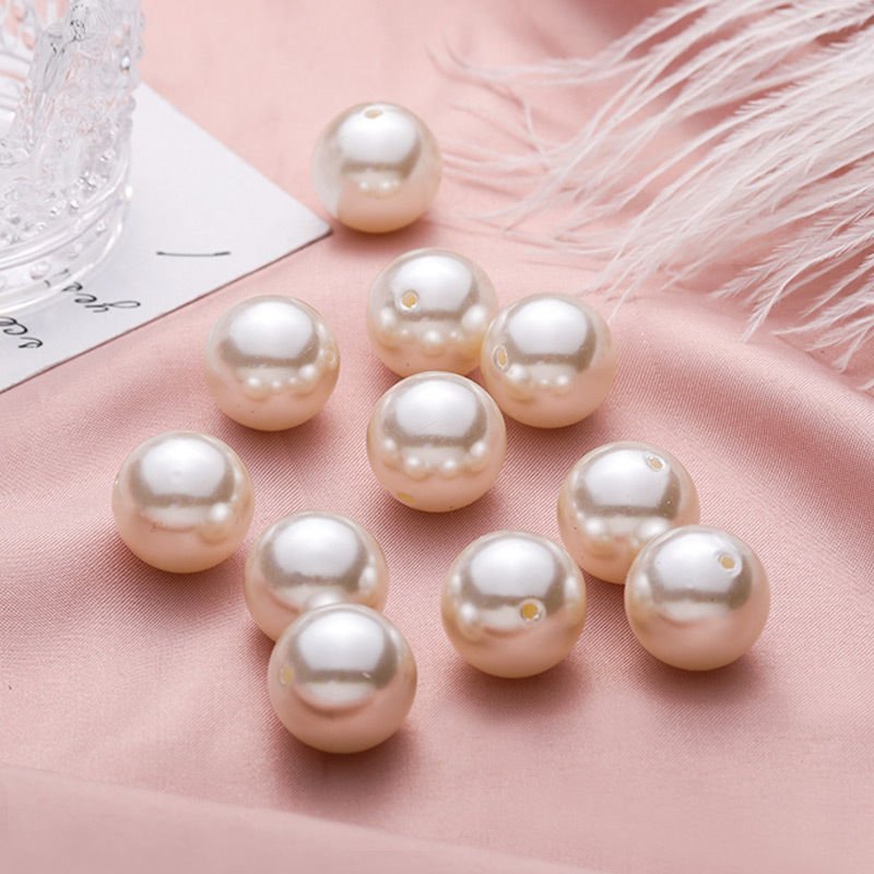 120 Pc Faux Pearl Craft Beads 20mm Ivory with Holes - YauSpark