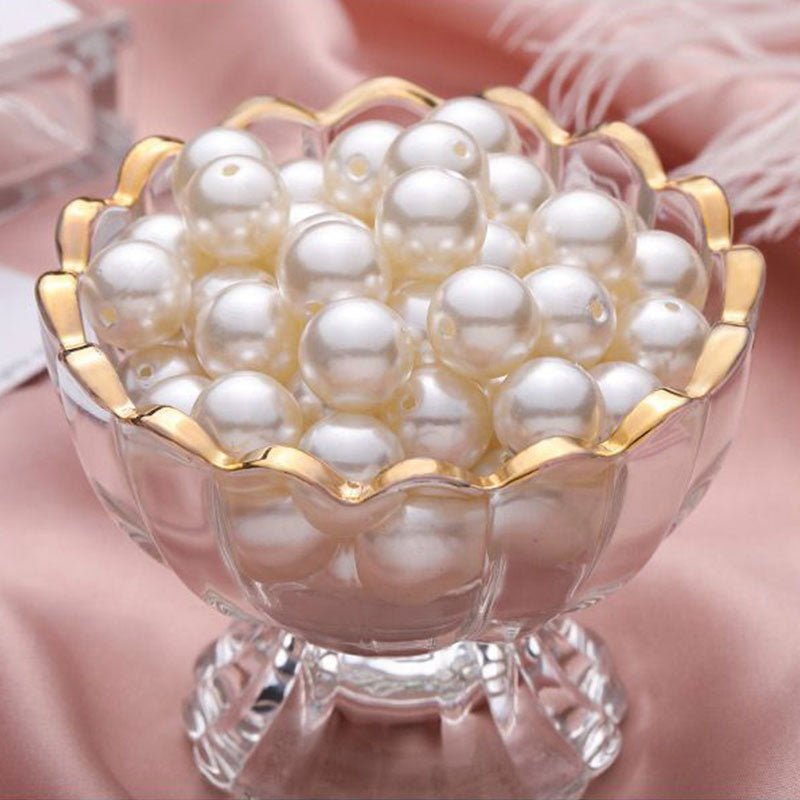 120 Pc Faux Pearl Craft Beads 20mm Ivory with Holes - YauSpark