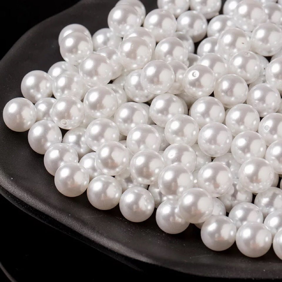 120 Pc Faux Pearl Craft Beads 20mm White with Holes - YauSpark