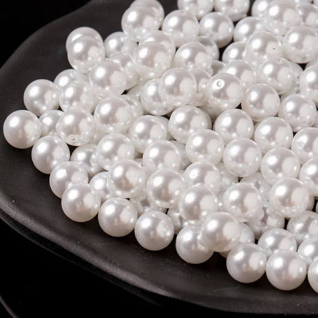 120 Pc Faux Pearl Craft Beads 20mm White with Holes - YauSpark