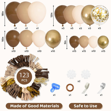 123 Pc Coffee Skin Color DIY Balloon Garland Kit - YauSpark