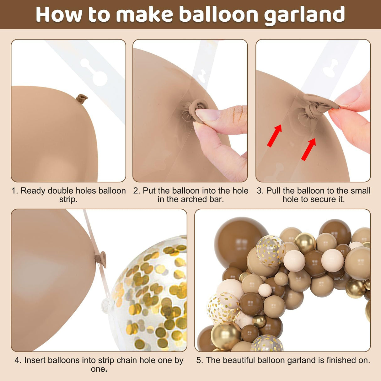 123 Pc Coffee Skin Color DIY Balloon Garland Kit - YauSpark