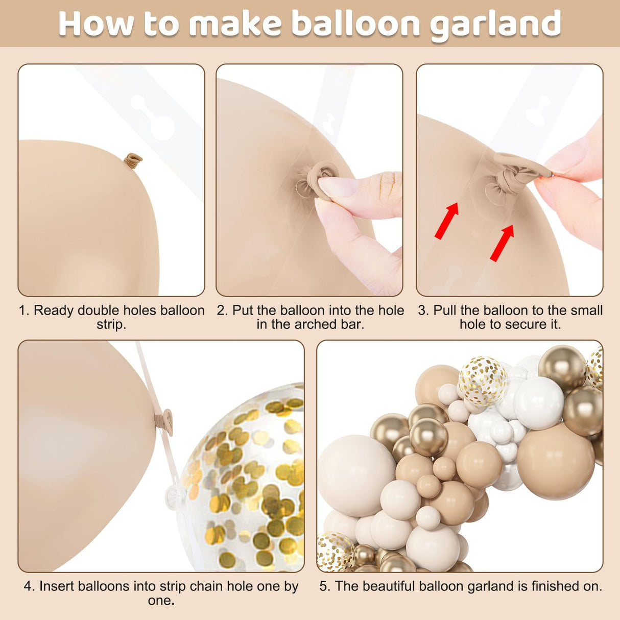 123 Pc Sandy White Skin DIY Balloon Garland Kit - YauSpark