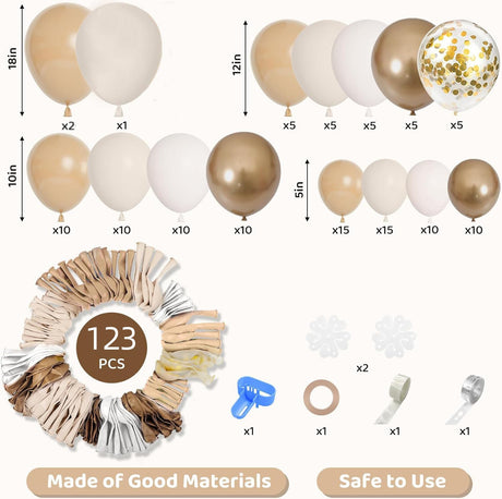 123 Pc Sandy White Skin DIY Balloon Garland Kit - YauSpark