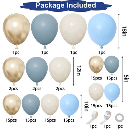 130 Pc Haze Blue Macaron Gray DIY Balloon Garland Kit - YauSpark