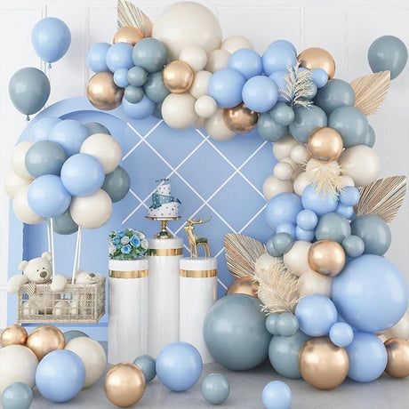 130 Pc Haze Blue Macaron Gray DIY Balloon Garland Kit - YauSpark