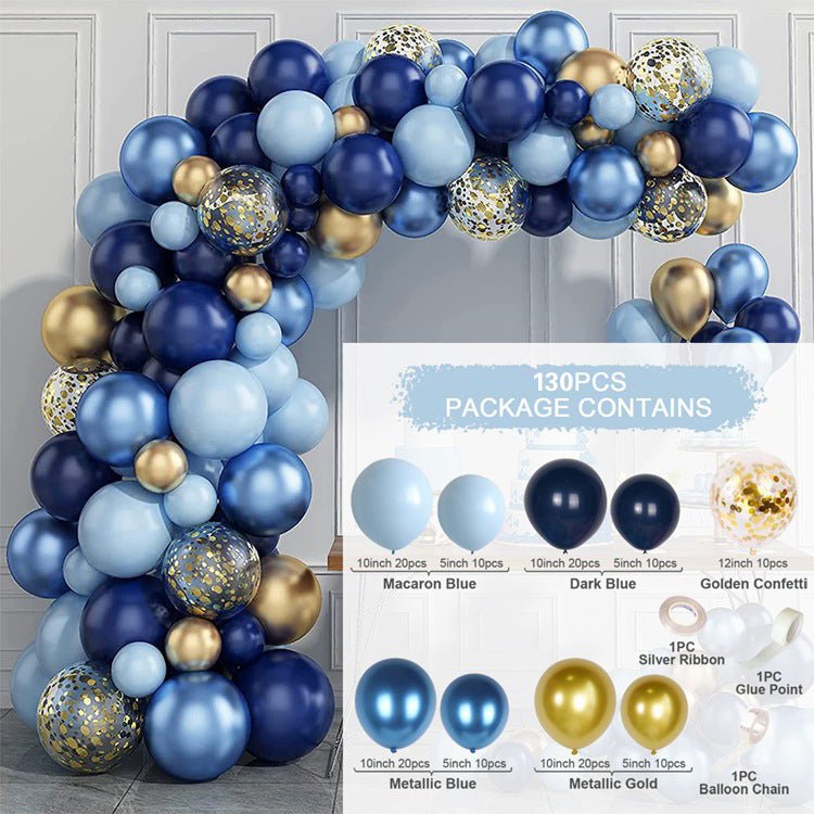 130 Pc Navy Blue Gold DIY Balloon Garland Kit - YauSpark