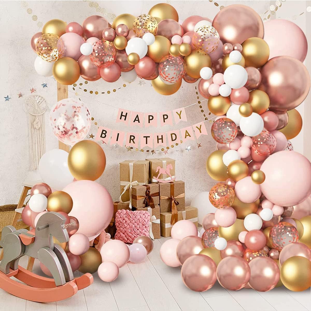 134 Pc Metallic Rose Gold DIY Balloon Garland Kit - YauSpark