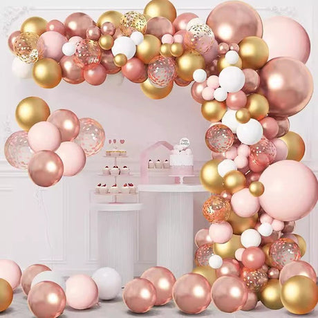 134 Pc Metallic Rose Gold DIY Balloon Garland Kit - YauSpark