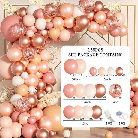 138 Pc Retro Pink DIY Balloon Garland Kit - YauSpark