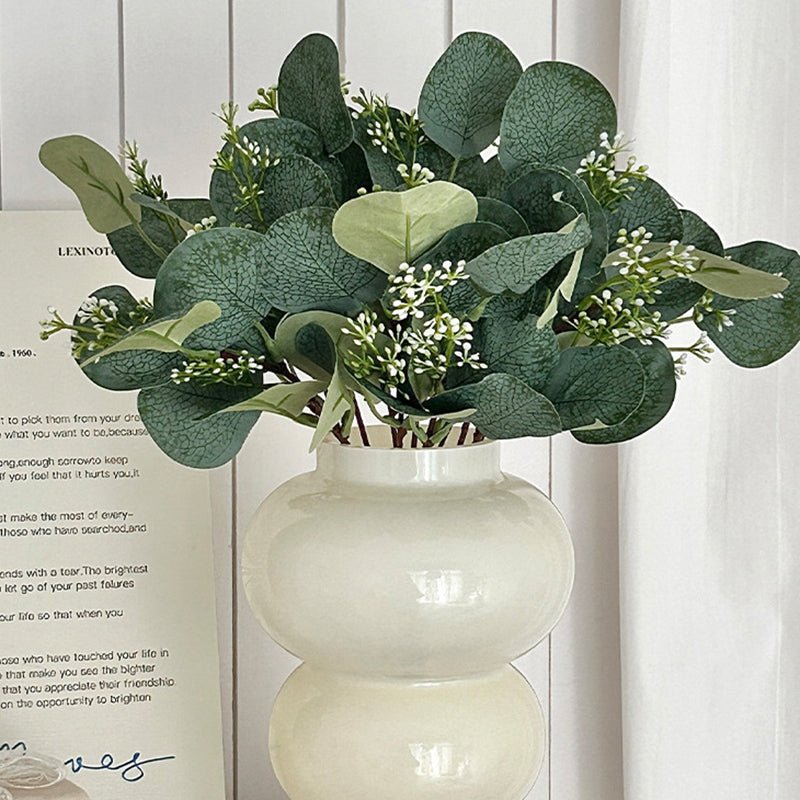 14 Stems Real Touch Artificial Eucalyptus Leaf Flower Bouquet 13" - YauSpark